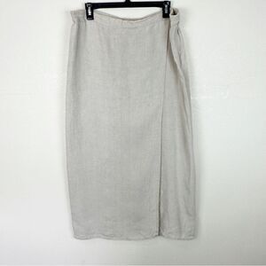 Eskandar Beige maxi Skirt Linen Elastic Waist Size 2 Lagenlook Artsy